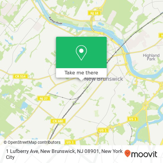 Mapa de 1 Lufberry Ave, New Brunswick, NJ 08901