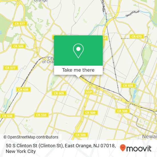 Mapa de 50 S Clinton St (Clinton St), East Orange, NJ 07018