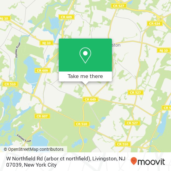 Mapa de W Northfield Rd (arbor ct northfield), Livingston, NJ 07039