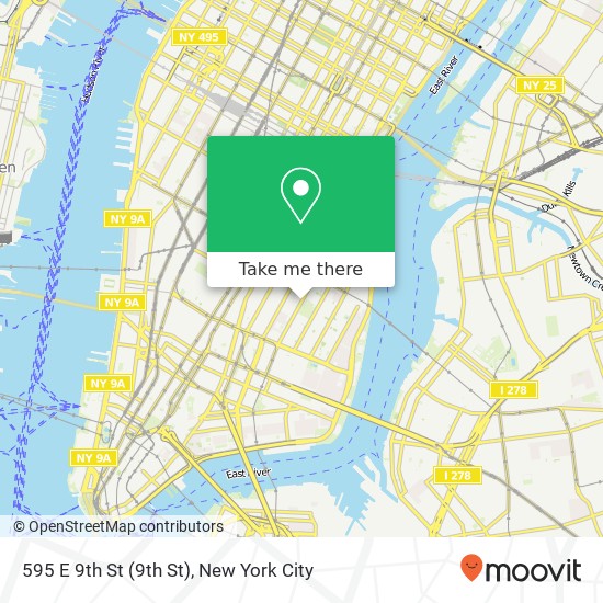 Mapa de 595 E 9th St (9th St), New York, NY 10009