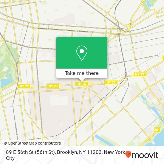 Mapa de 89 E 56th St (56th St), Brooklyn, NY 11203