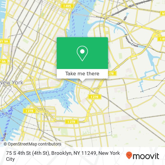 Mapa de 75 S 4th St (4th St), Brooklyn, NY 11249