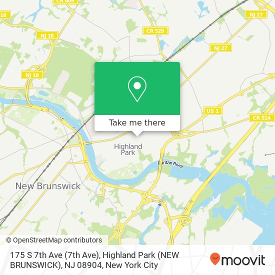 Mapa de 175 S 7th Ave (7th Ave), Highland Park (NEW BRUNSWICK), NJ 08904