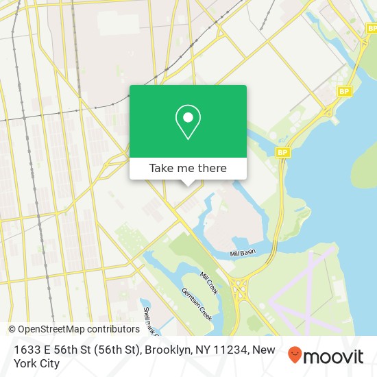 Mapa de 1633 E 56th St (56th St), Brooklyn, NY 11234