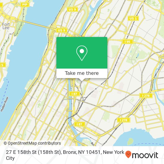 27 E 158th St (158th St), Bronx, NY 10451 map