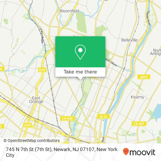 Mapa de 745 N 7th St (7th St), Newark, NJ 07107