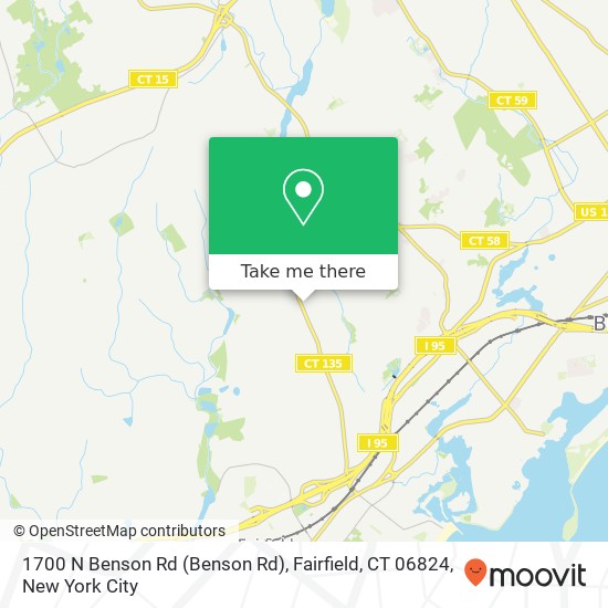 Mapa de 1700 N Benson Rd (Benson Rd), Fairfield, CT 06824