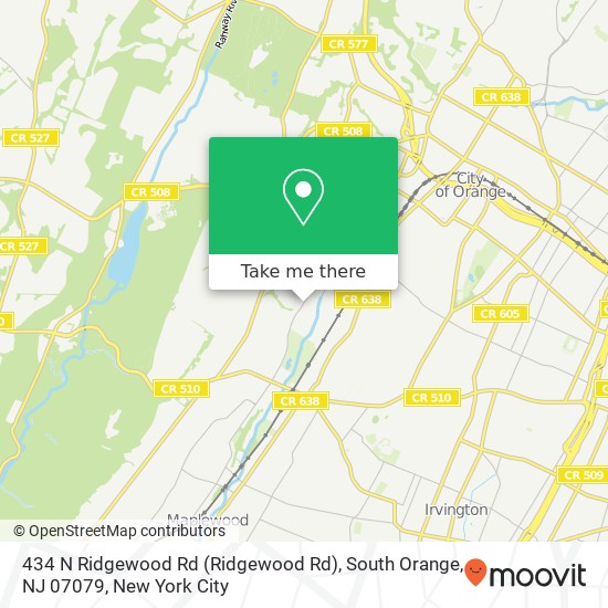 Mapa de 434 N Ridgewood Rd (Ridgewood Rd), South Orange, NJ 07079