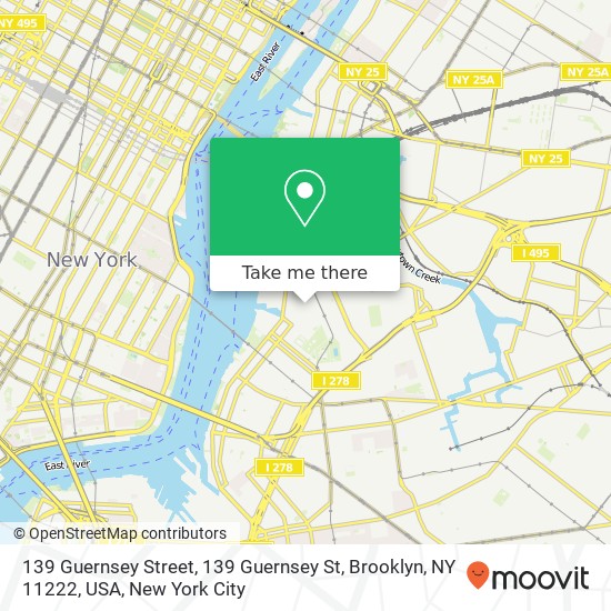 Mapa de 139 Guernsey Street, 139 Guernsey St, Brooklyn, NY 11222, USA