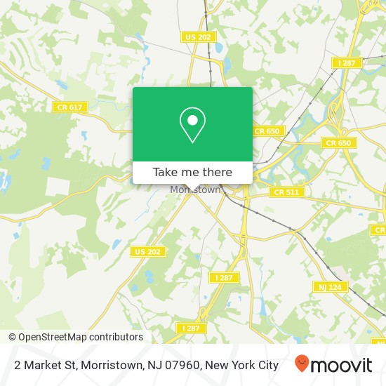 Mapa de 2 Market St, Morristown, NJ 07960