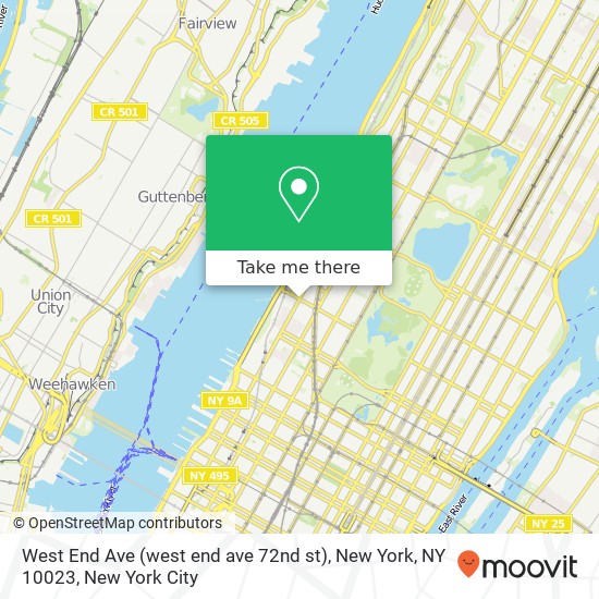 Mapa de West End Ave (west end ave 72nd st), New York, NY 10023