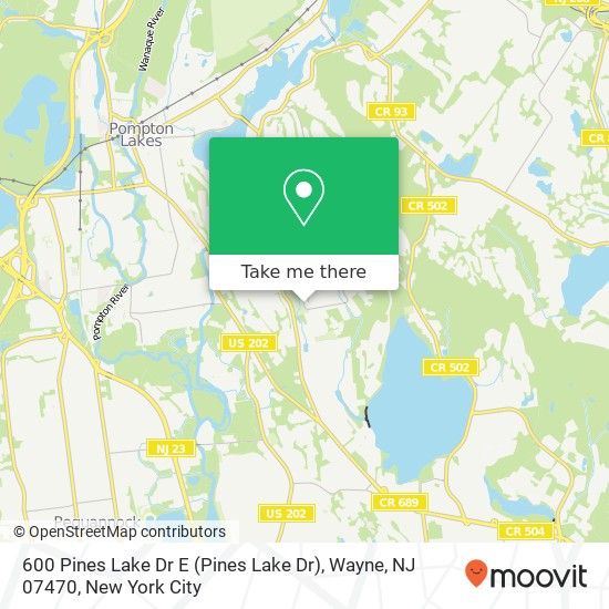 Mapa de 600 Pines Lake Dr E (Pines Lake Dr), Wayne, NJ 07470
