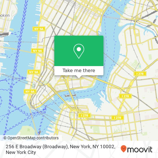 Mapa de 256 E Broadway (Broadway), New York, NY 10002