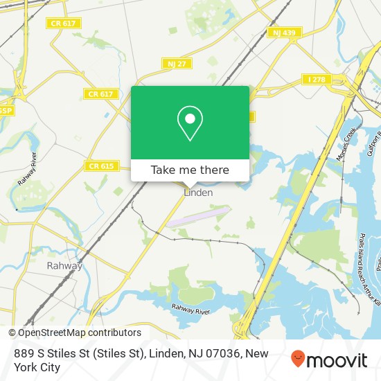 Mapa de 889 S Stiles St (Stiles St), Linden, NJ 07036