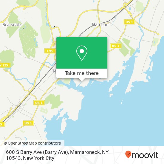 Mapa de 600 S Barry Ave (Barry Ave), Mamaroneck, NY 10543