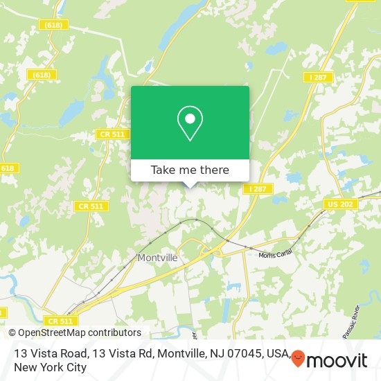 Mapa de 13 Vista Road, 13 Vista Rd, Montville, NJ 07045, USA