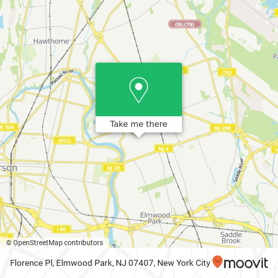Mapa de Florence Pl, Elmwood Park, NJ 07407