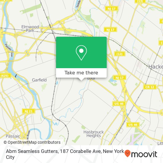 Mapa de Abm Seamless Gutters, 187 Corabelle Ave