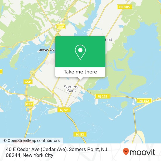 Mapa de 40 E Cedar Ave (Cedar Ave), Somers Point, NJ 08244