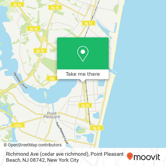 Mapa de Richmond Ave (cedar ave richmond), Point Pleasant Beach, NJ 08742