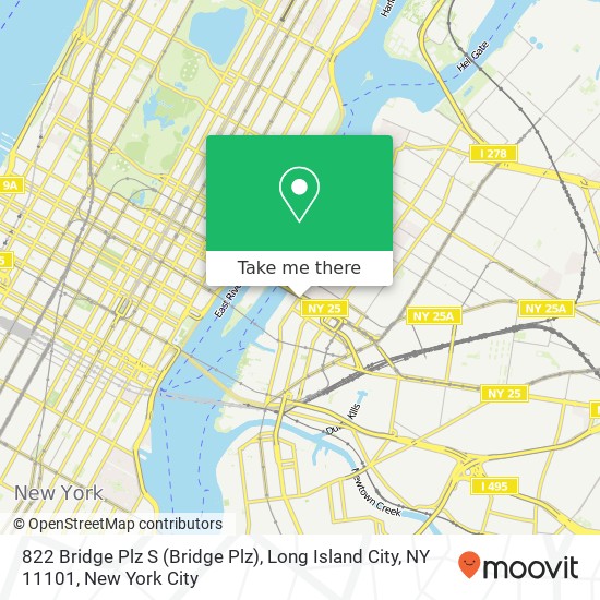 Mapa de 822 Bridge Plz S (Bridge Plz), Long Island City, NY 11101