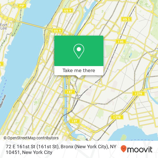 Mapa de 72 E 161st St (161st St), Bronx (New York City), NY 10451