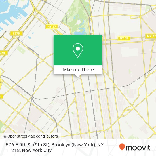 Mapa de 576 E 9th St (9th St), Brooklyn (New York), NY 11218