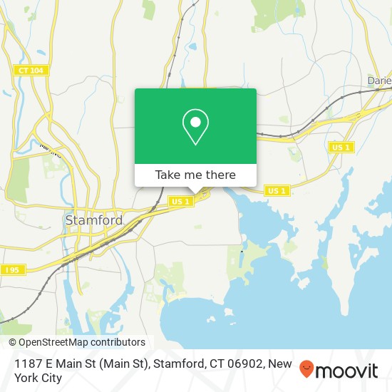 Mapa de 1187 E Main St (Main St), Stamford, CT 06902