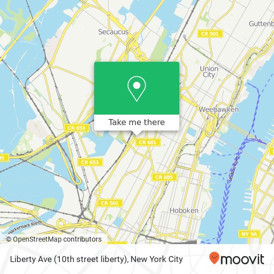 Mapa de Liberty Ave (10th street liberty), North Bergen, NJ 07047