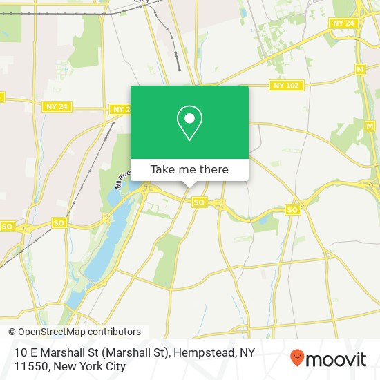 Mapa de 10 E Marshall St (Marshall St), Hempstead, NY 11550