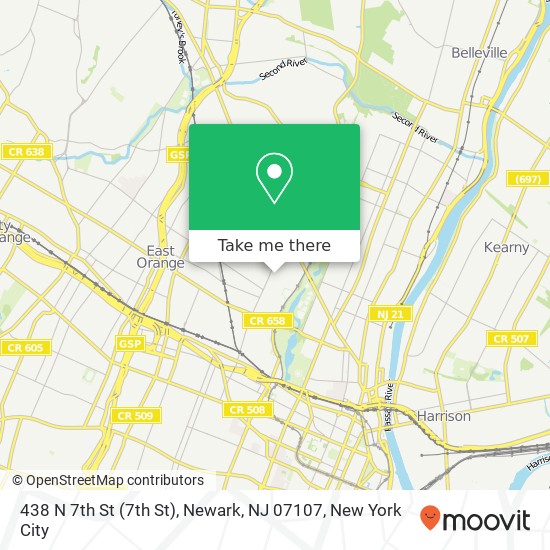 Mapa de 438 N 7th St (7th St), Newark, NJ 07107