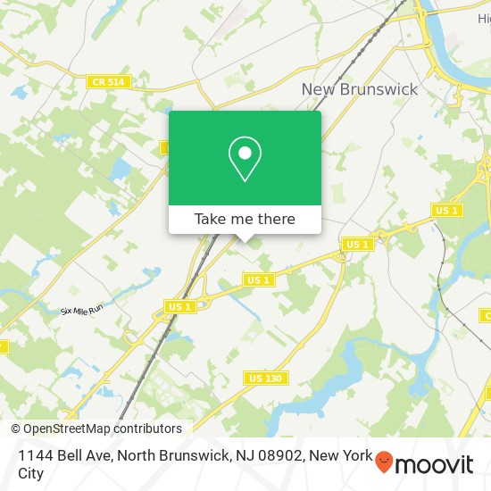 Mapa de 1144 Bell Ave, North Brunswick, NJ 08902