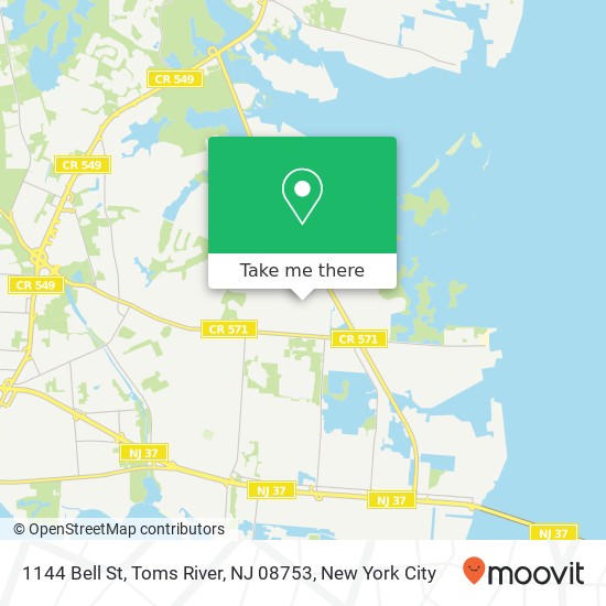 Mapa de 1144 Bell St, Toms River, NJ 08753