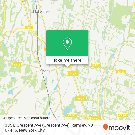 Mapa de 335 E Crescent Ave (Crescent Ave), Ramsey, NJ 07446