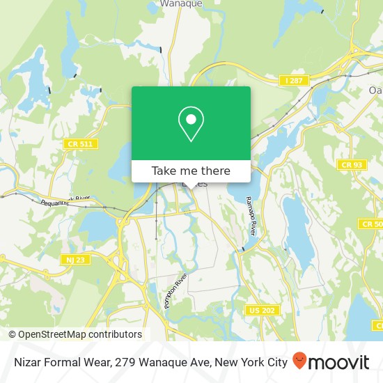 Mapa de Nizar Formal Wear, 279 Wanaque Ave