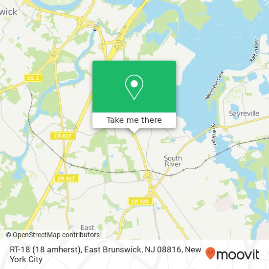 Mapa de RT-18 (18 amherst), East Brunswick, NJ 08816