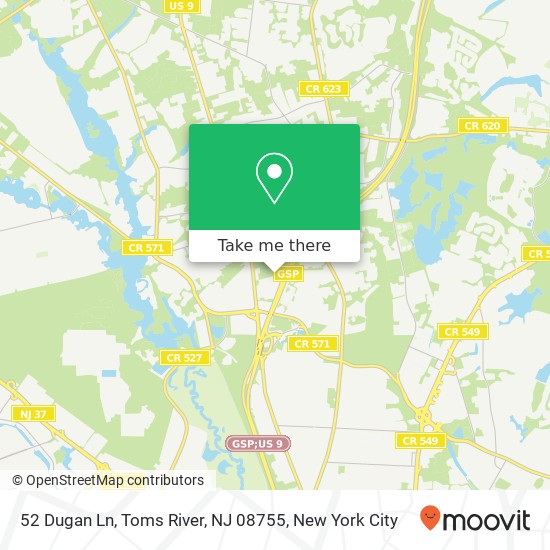 Mapa de 52 Dugan Ln, Toms River, NJ 08755