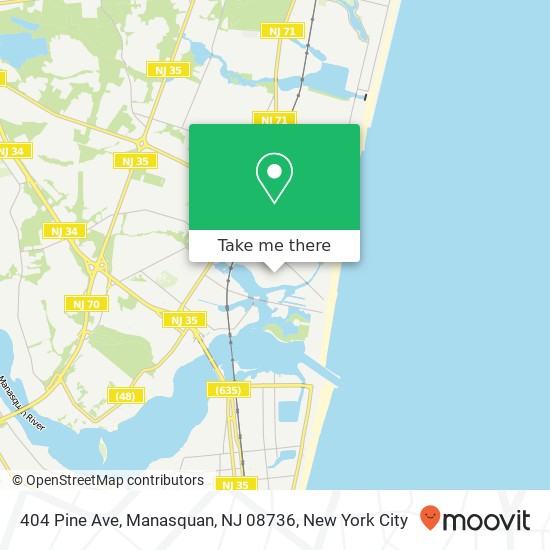 Mapa de 404 Pine Ave, Manasquan, NJ 08736