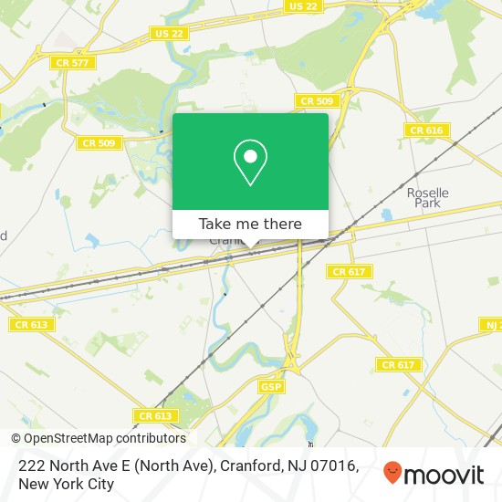 222 North Ave E (North Ave), Cranford, NJ 07016 map