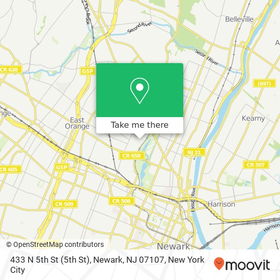 Mapa de 433 N 5th St (5th St), Newark, NJ 07107
