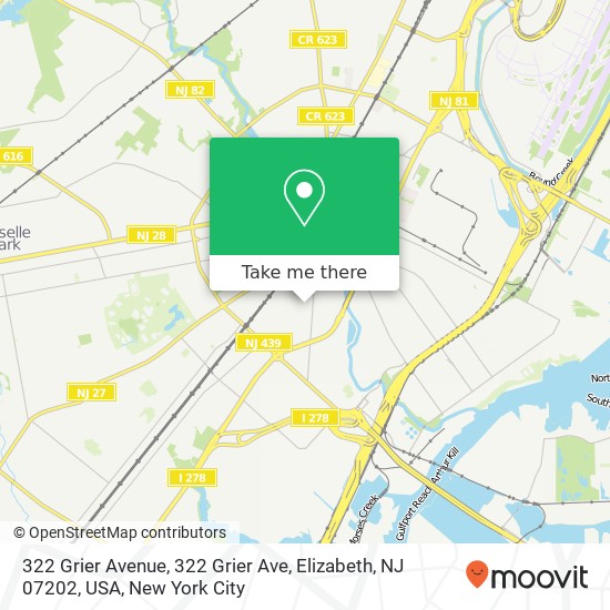 Mapa de 322 Grier Avenue, 322 Grier Ave, Elizabeth, NJ 07202, USA