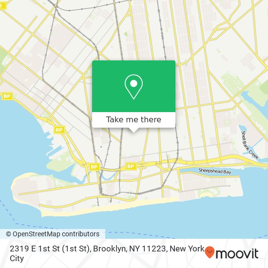 Mapa de 2319 E 1st St (1st St), Brooklyn, NY 11223