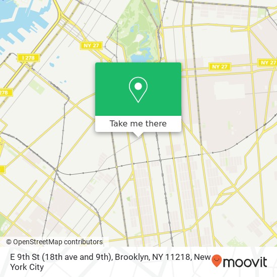 Mapa de E 9th St (18th ave and 9th), Brooklyn, NY 11218