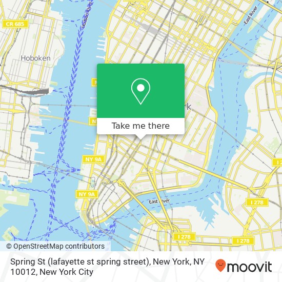 Spring St (lafayette st spring street), New York, NY 10012 map