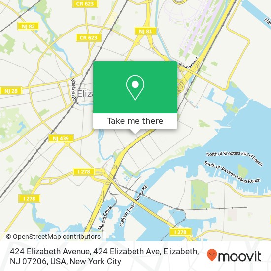 Mapa de 424 Elizabeth Avenue, 424 Elizabeth Ave, Elizabeth, NJ 07206, USA