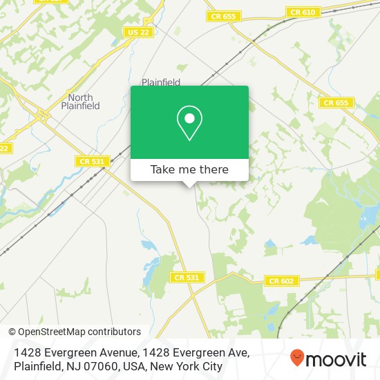 1428 Evergreen Avenue, 1428 Evergreen Ave, Plainfield, NJ 07060, USA map