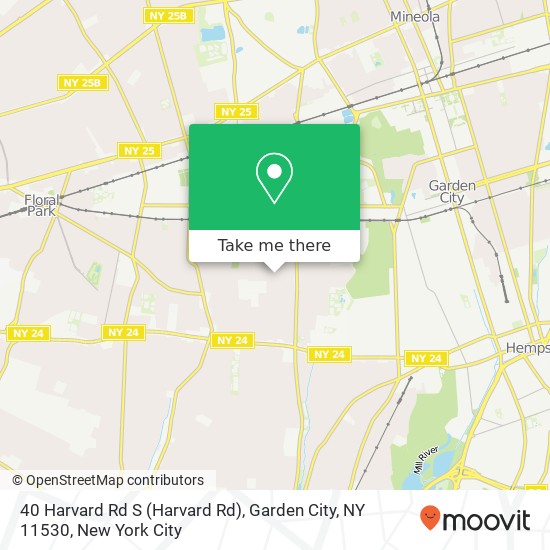 Mapa de 40 Harvard Rd S (Harvard Rd), Garden City, NY 11530