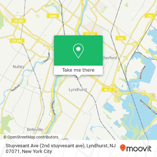 Mapa de Stuyvesant Ave (2nd stuyvesant ave), Lyndhurst, NJ 07071