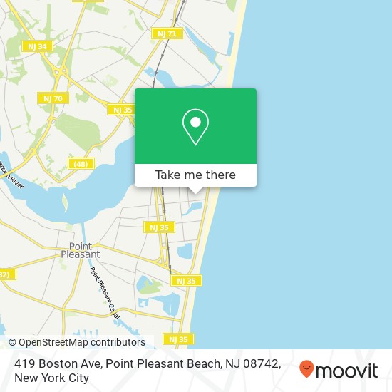 Mapa de 419 Boston Ave, Point Pleasant Beach, NJ 08742