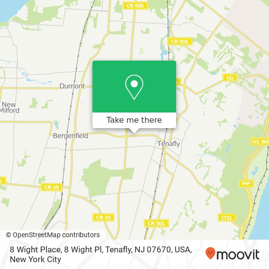 Mapa de 8 Wight Place, 8 Wight Pl, Tenafly, NJ 07670, USA